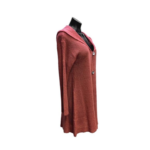 NWT Soft Surroundings Light Rust Hooded Knit Cardigan Sweater Size S - Picture 4 of 7